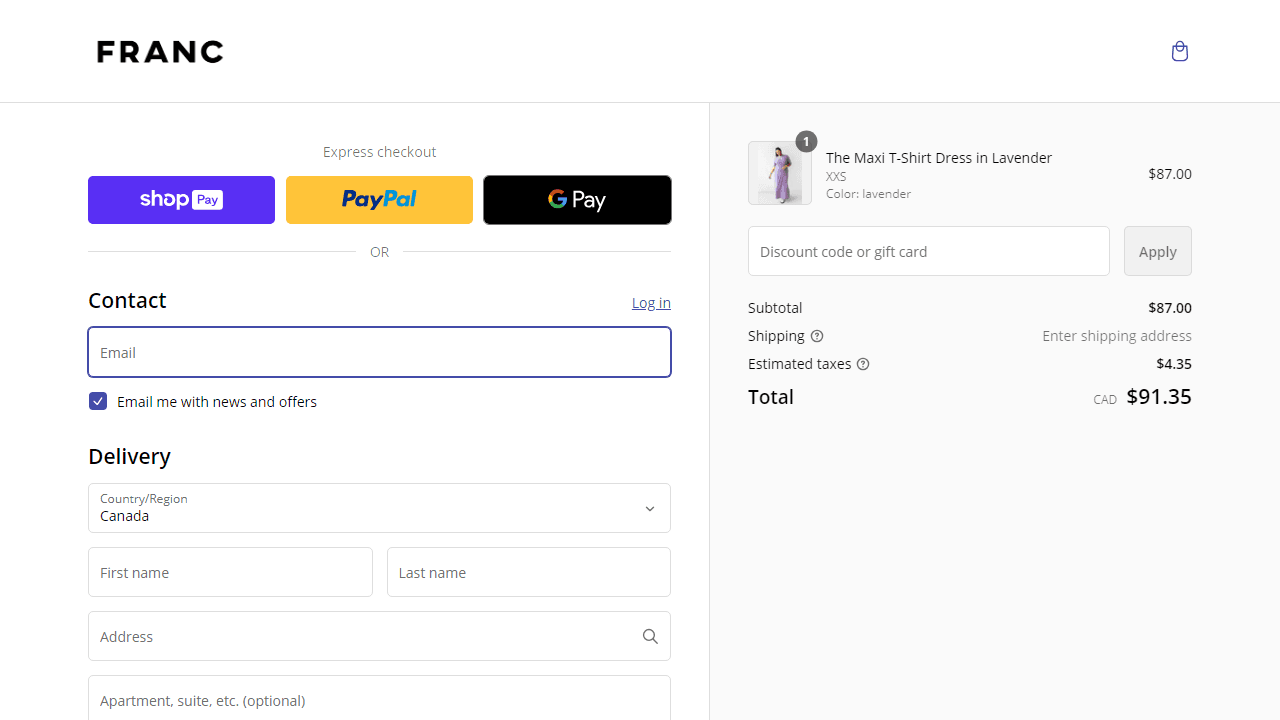 How to apply Franc coupon code